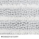 White Shaggy Chenille Bathroom Rugs Rectangle Water Absorption Bath Mat