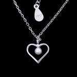 Minimalist Style Heart Shaped Necklace / 925 Silver Jewellery Pearl Chain