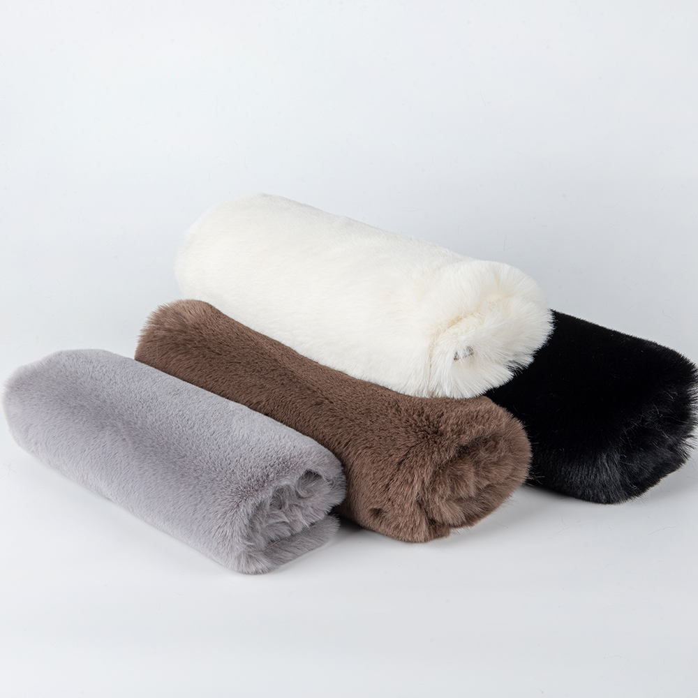 Knitted Luxury Long Pile 100% Polyester Fake Rabbit Faux Fur Fabric for Hood and Scarf