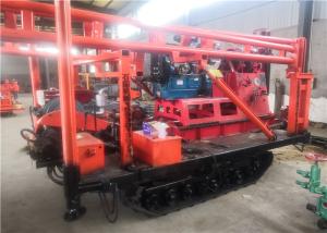 China Red 30m - 200m Borehole Crawler Mounted Drill Rig Machine For Water Wells wholesale