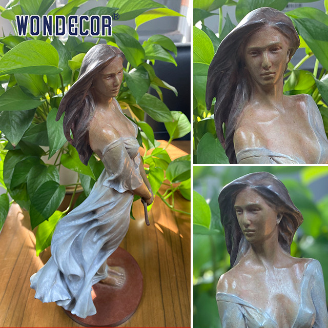 Modern Small Indoor Gauze Skirt Beauty Bronze Sculpture Desktop Ornament