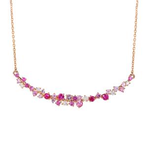China 3.2 Grams 45cm Chain Floral Cluster Necklace 18K Red Ruby Pendant wholesale