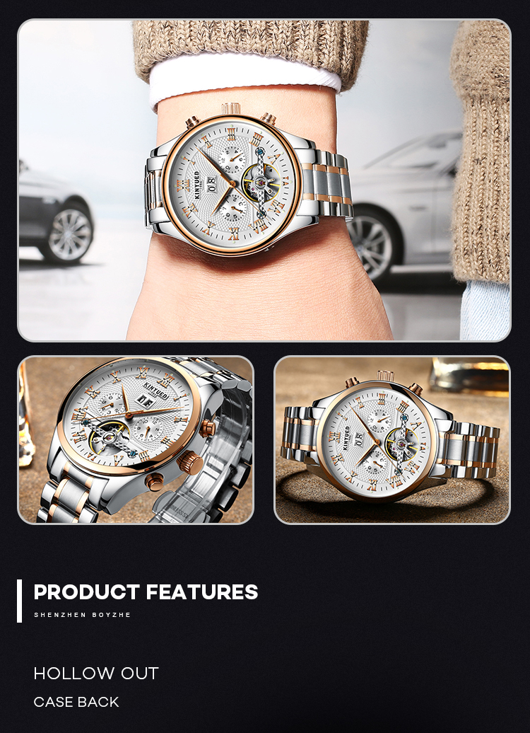 Wholesales China men steel automatic skeleton mechanical watch automatic watch luxury