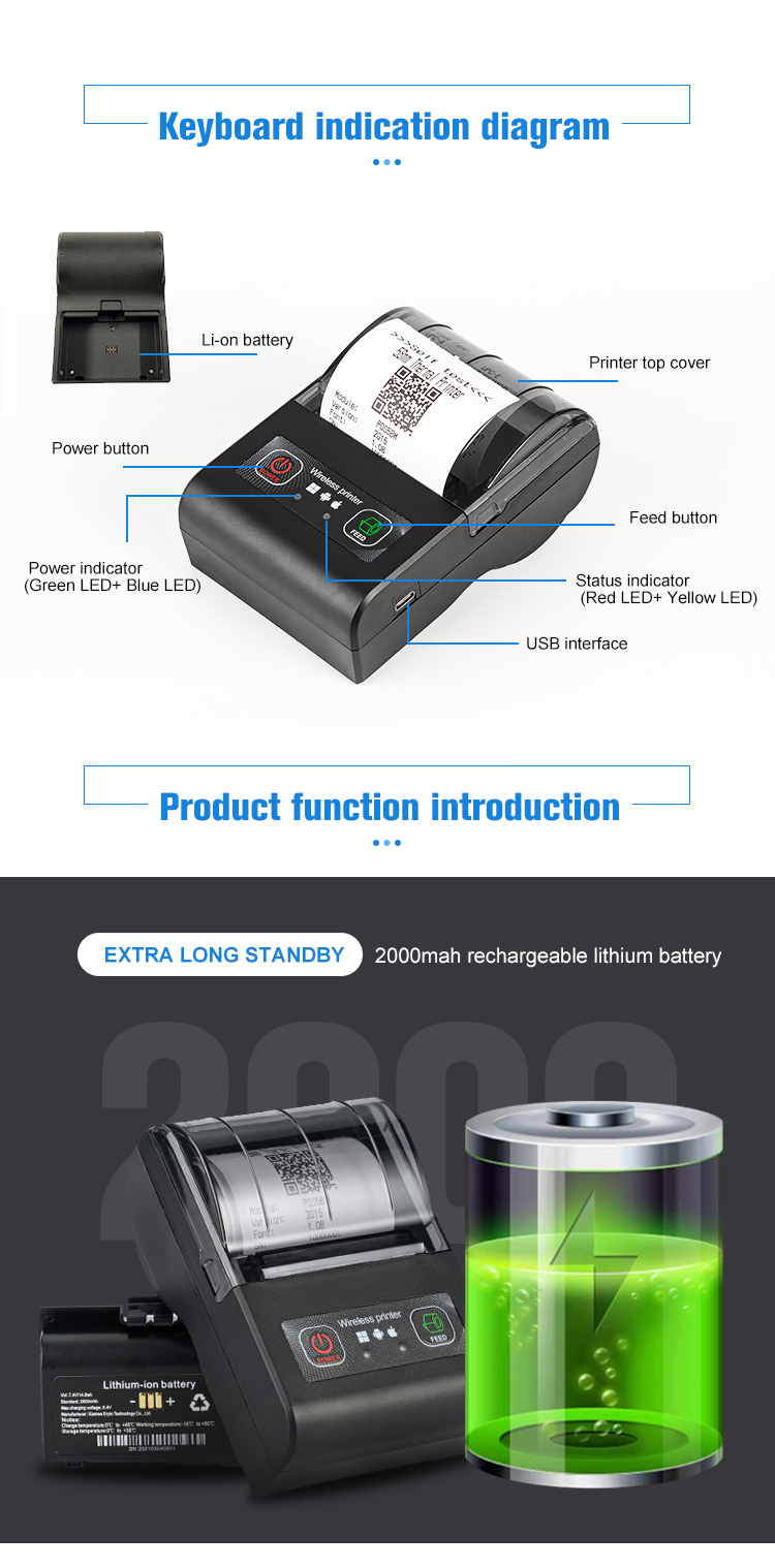 Stock Products Status Waybill Thermal Bill Size 58Mobile Thermal Printer For Fun