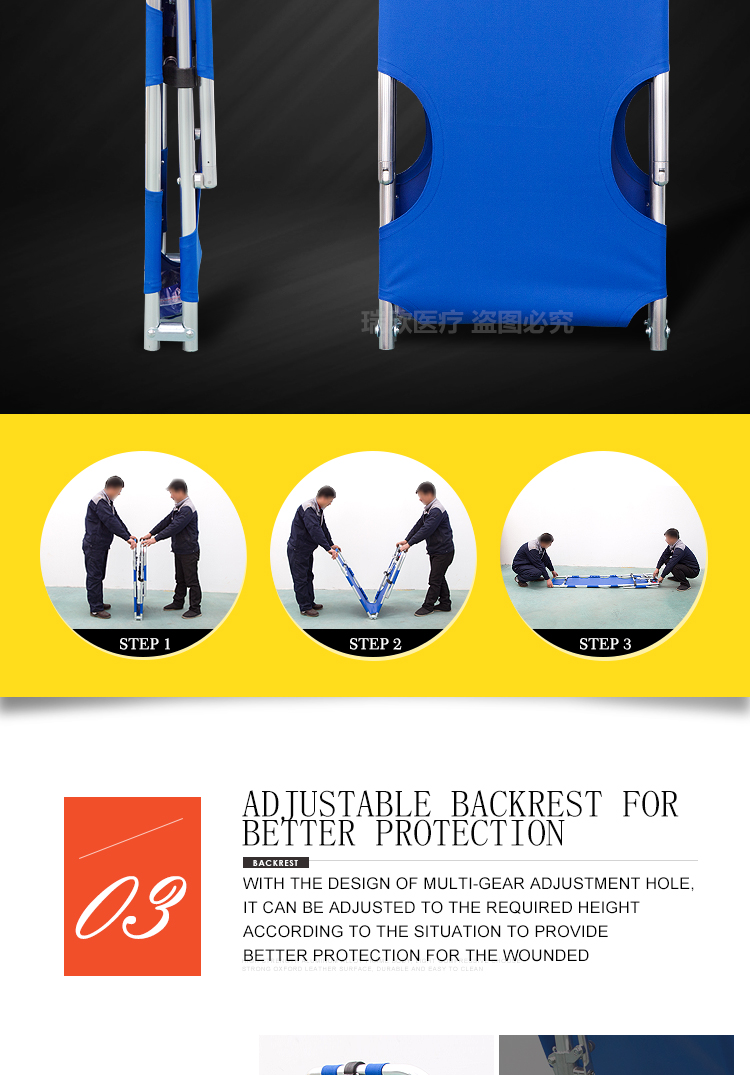 2020 Design CE Standard WJD1-2C Aluminum Alloy Ambulance Stretcher for Easy Transport