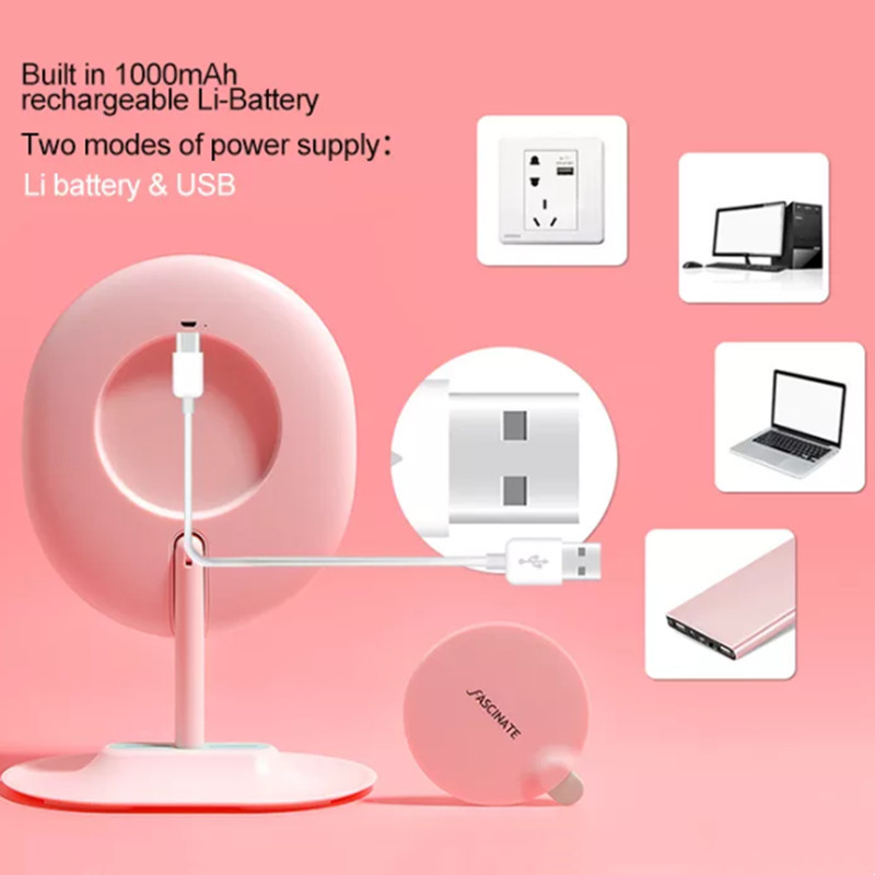 Touch Sensor Switch Single Sides Oval Shaped Soft Led Lights Vanity Mirror Makeup With Base Storage