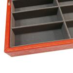 Leather 6 Slot Wooden Lid Spectacles Sunglasses Storage Display Box With Mirror