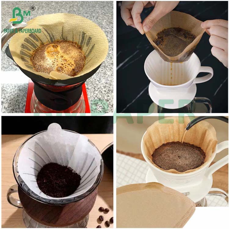Coffee filter paper in use for brewing