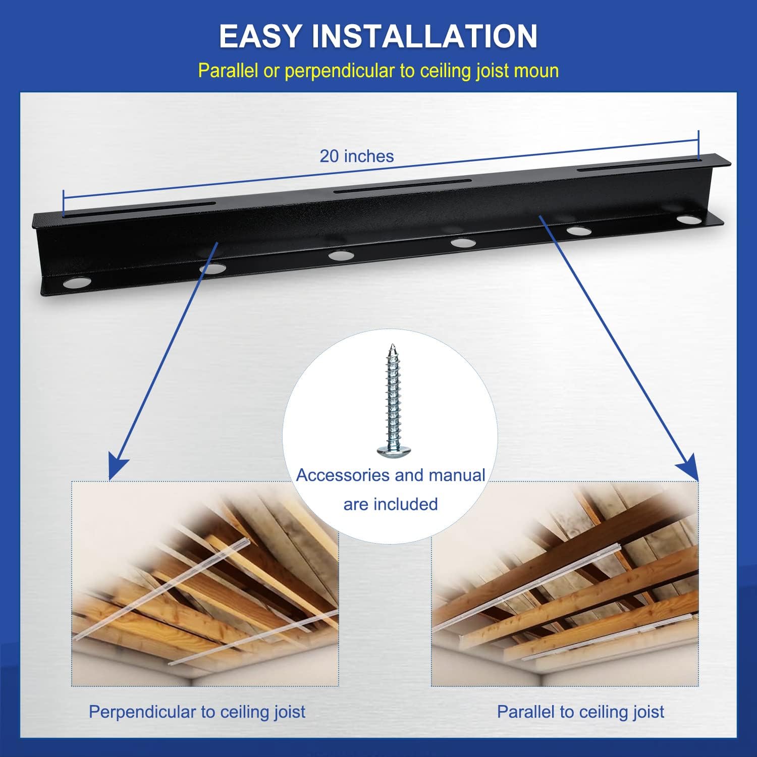 Metal Overhead Storage Bin Rack for Garage Ceiling Black Ceiling Rails for Garage