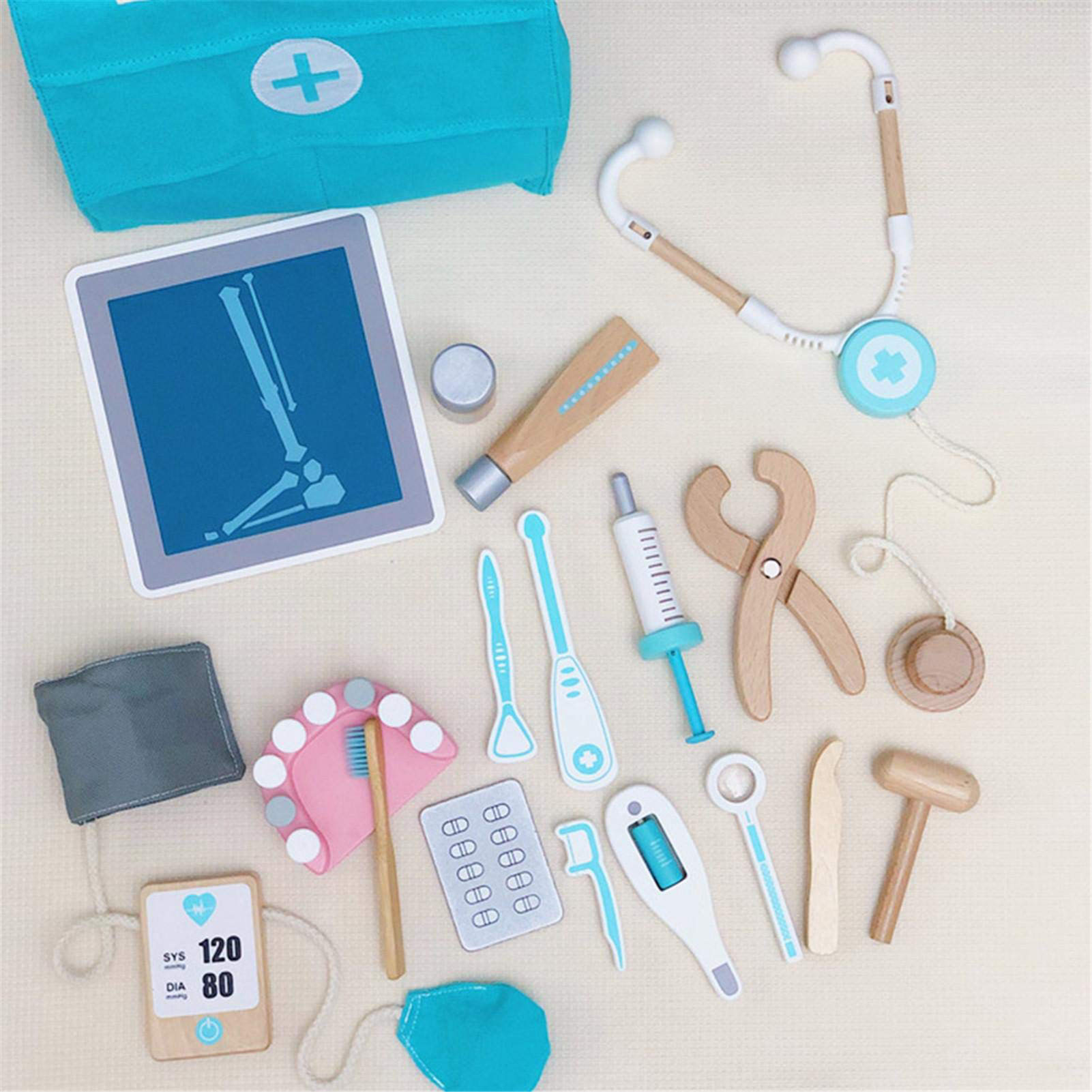 Excellently Designed Role Game Set with Solid Wooden Pieces and Canvas Medicine Bag