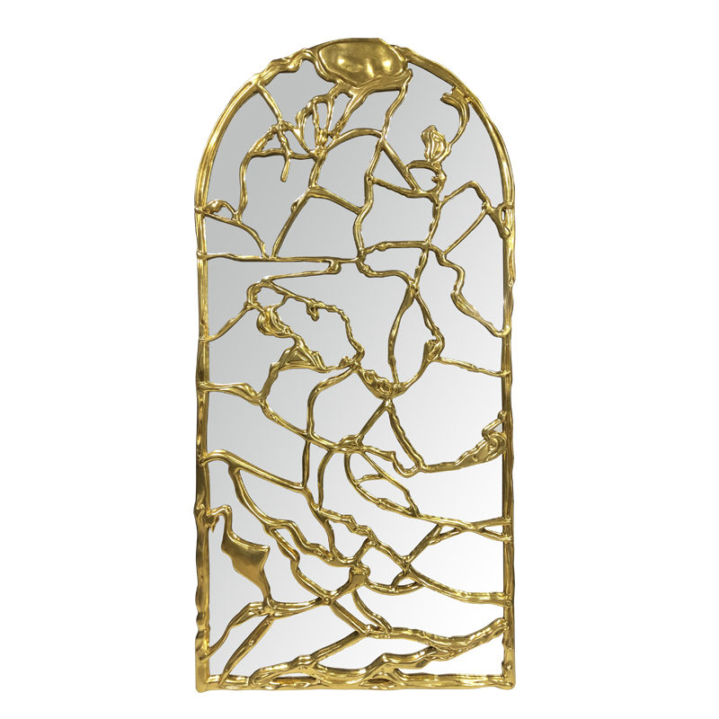 Full Length Hanging Brushed Brass Mirror 100x200cm Decorative