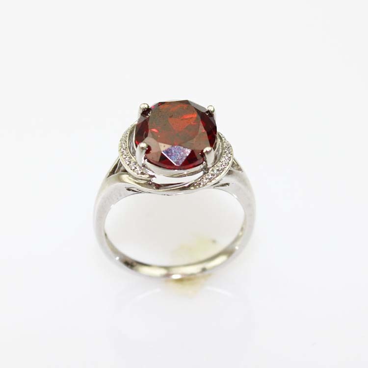 White Gold Plated 925 Silver with 9mmx11mm Pink Cubic Zirconia Ring(R166)