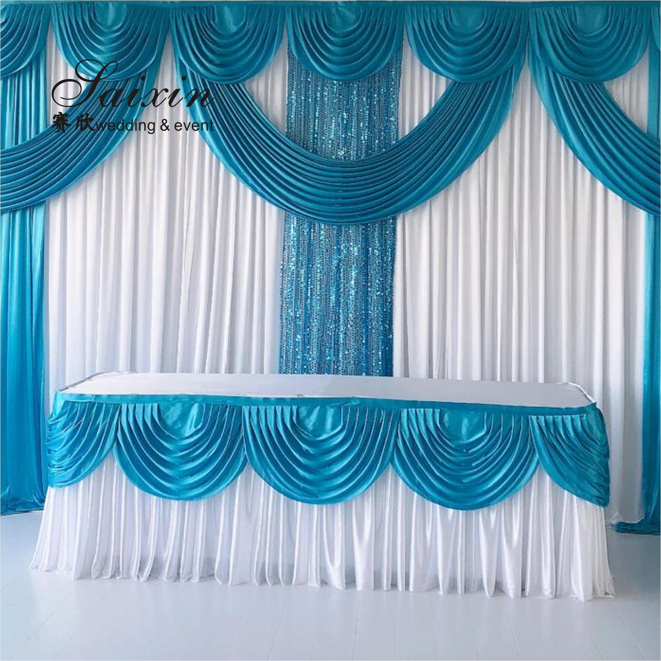 SX-387 Beautiful Wedding Stage Decorative White Drapery Hanging Ceiling Drapes