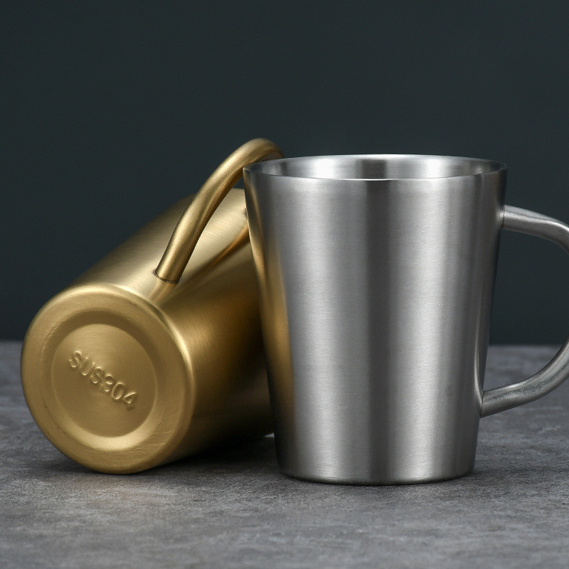 300ml BPA Free Stainless Steel Cup Insulated Metal Coffee Mug With Handle
