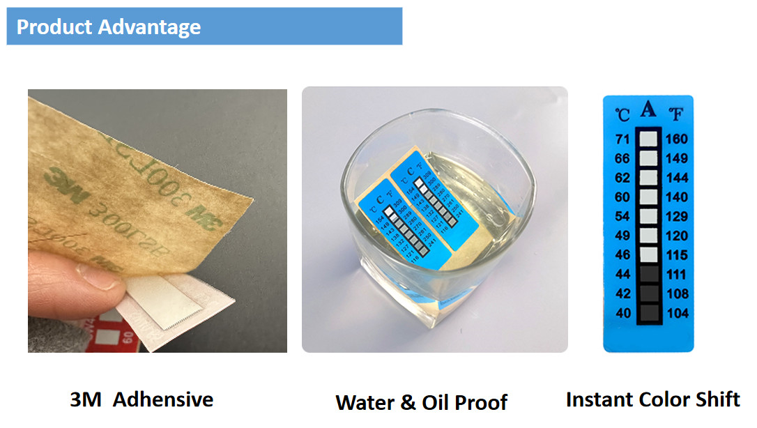 Non Reversible 49-71 ℃ 120-160℉ 5 Temperature Level High Temperature Sensitive Labels