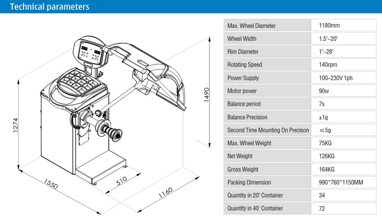 380v 1180mm Wheel Balancing And Alignment Machine For Passenger Vehicle