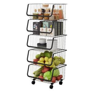 China OEM Black Removable Stainless Steel Kitchenwares MultiLayer Vegetable Shelving Rack wholesale