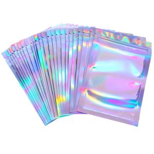 China Glossy Holographic Laser Film Food Packing Pouches With Zipper wholesale