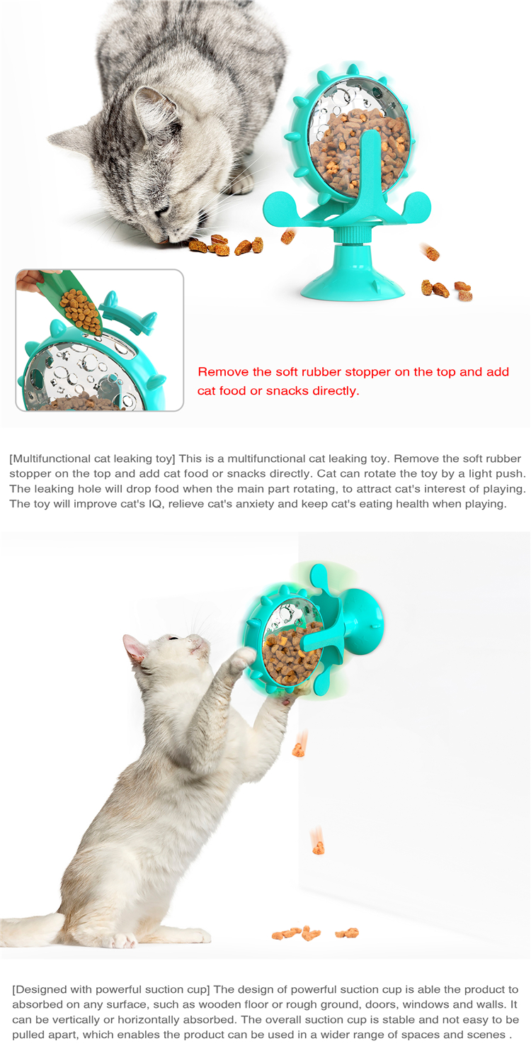 2021 Interesting New Product Cat Snack Dispenser Interactive Small Pet Toy Leaking Supply Windmill Kitten Feeder