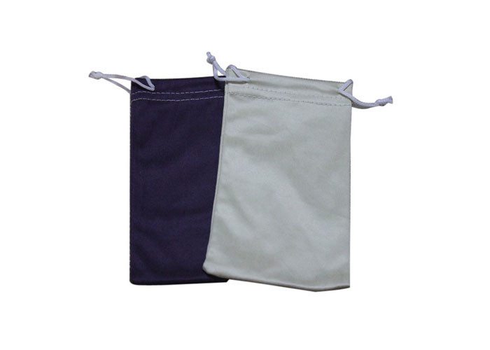 Woven Lable Microfiber Cloth Pouch Double Side Drawstring