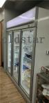 Supermarket Vertical Ice Cream Refrigerator Glass Door Meat Display Freezer