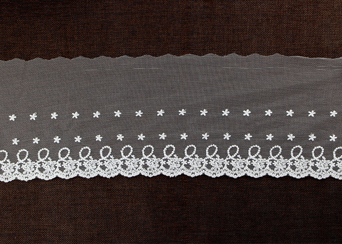Floral Embroidery Nylon Lace Trim With Cotton Fiber For Bridal Dress Ribbon