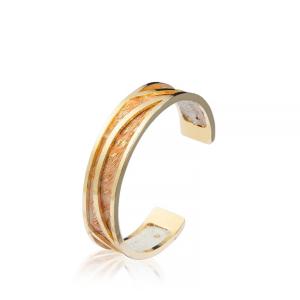 China Gold Plated Metallic Brass Handmade Leather Cuffs 13mm width wholesale