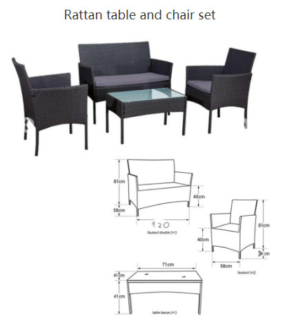 Moisture Resistant 4 Piece Garden Rattan Set No Cracking EN581 Certificated