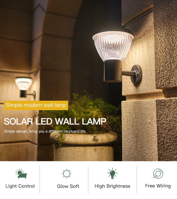 3500K 3.2V Wall Mounted Solar Light With Monocrystalline Silicon Solar Panel