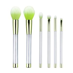 China Essential 6 Piece Makeup Brush Set Green Bristles Plastic Handle wholesale