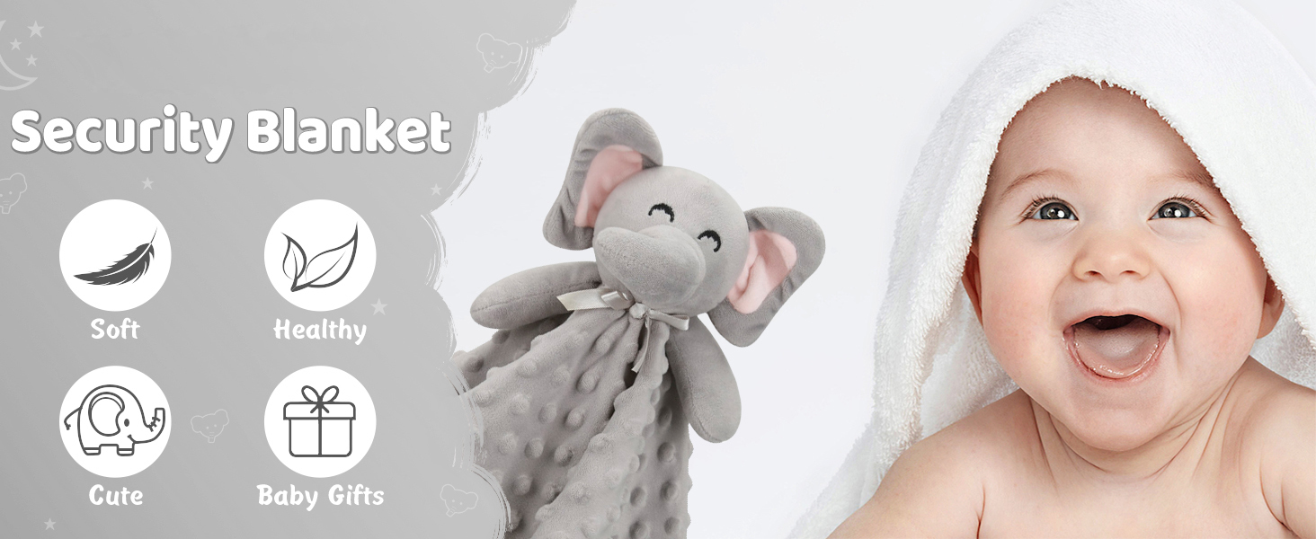 Soft Lovey Elephant Security Blanket Lightweight For Unisex Baby Gifts