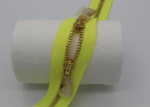 China Close End Metal Double Head Zipper For Handbag , Luggage High End Zippers Bright Yellow Tape wholesale