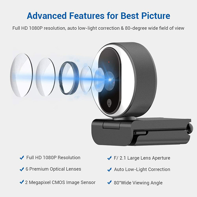 Laptop Live Broadcast Cameras 1080P Full HD Webcam With Dual Microphone