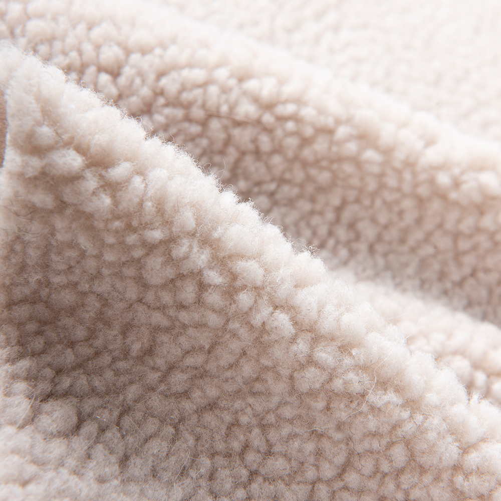Plain Style 100% Polyester Sherpa Fleece Fabric for Jackets Lining Boiled Pattern