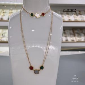 China Luxury Brand Stainless Steel Tricolor Shell Necklace Jewelry Set Simple Bracelet wholesale