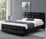 Plywood Upholstered Fabric Beds With Cube Shape Headboard / Footboard