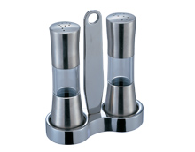 Stainless Steel Salt And Pepper Shaker And Mill , Commercial Buffet Supplies 2 Pieces Flavour Bottles Set With Handle