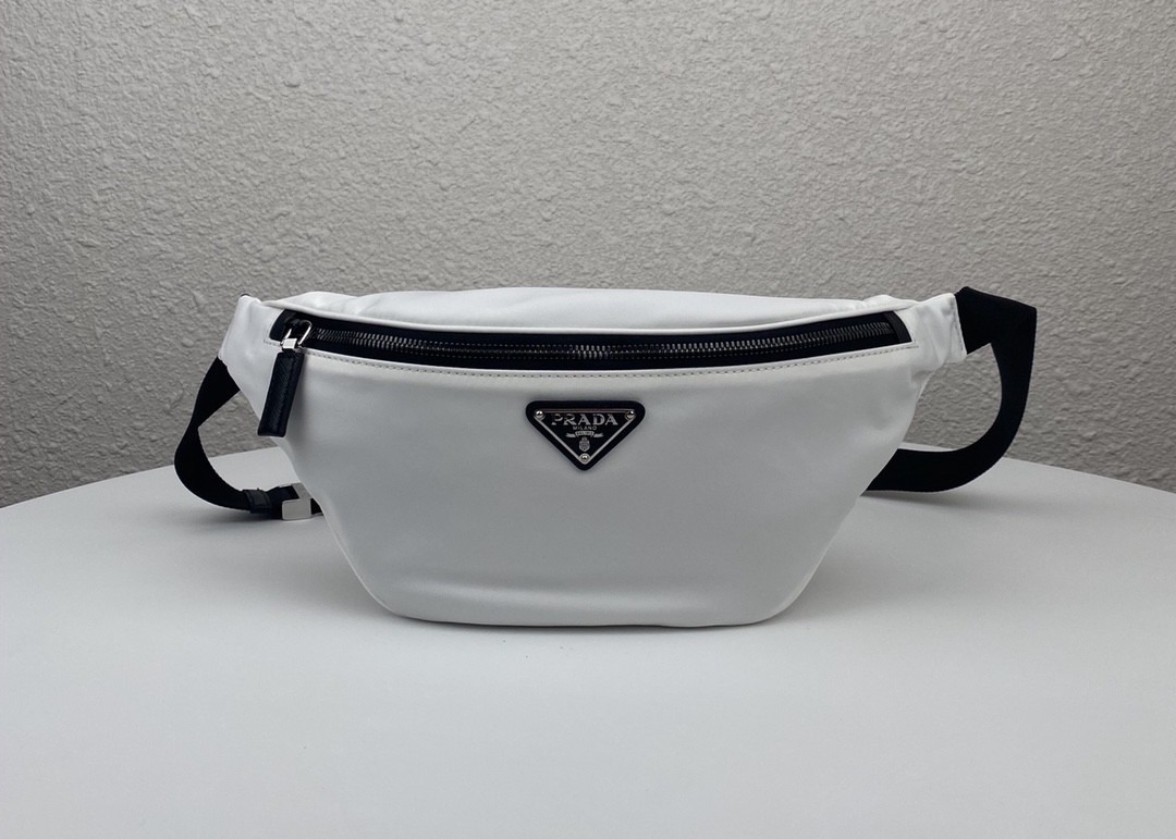 Triangle Logo Blue Dumpling 33cm Ladies Waist Bag With Zipper Open