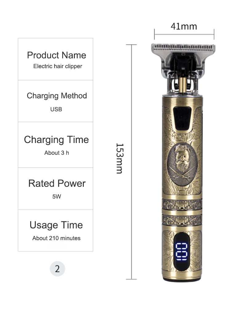 Waterproof Cordless Electric Hair Trimmer 10w Multifunctional For Men