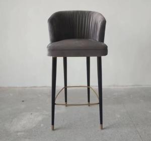China High back beech wood grey fabric upholstery barstool/counter stool with metal bars,fashion wooden barstool wholesale