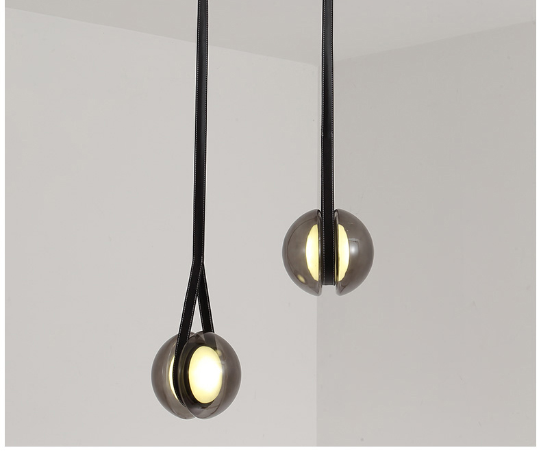 Nordic Modern Pendant Lights Glass Leather Belt Yo-yo Hanging Lamp(WH-GP-168)