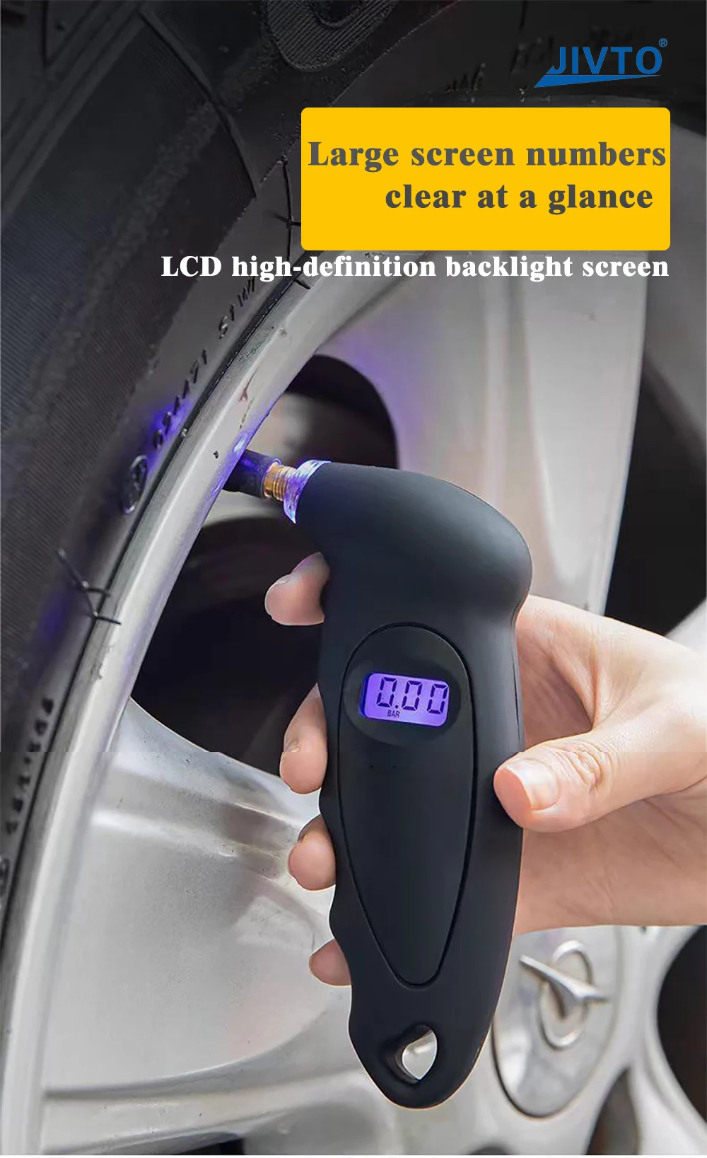 New Digital Tire Pressure Gauge Backlight LCD Tyre Air Monitoring Meter 150PSI High Precision Handheld Tester Tool