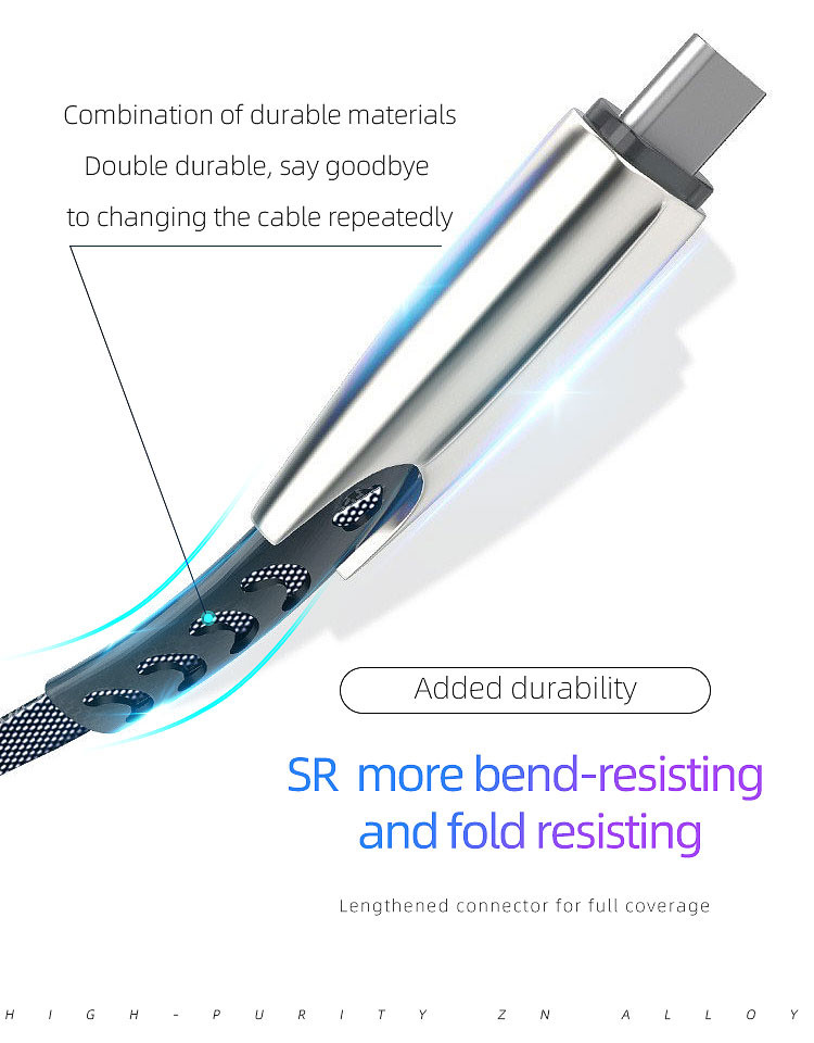USB 2.0 Type C Cable OD 3.5mm USB C To USB Data Cable For Andriod Phone