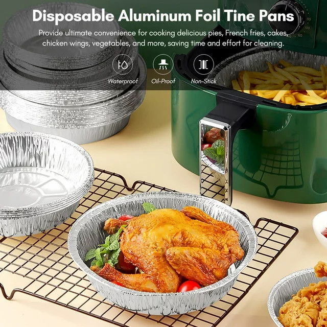 1L Round Aluminum Pans Shallow Aluminium Foil Pan Round Container Tray