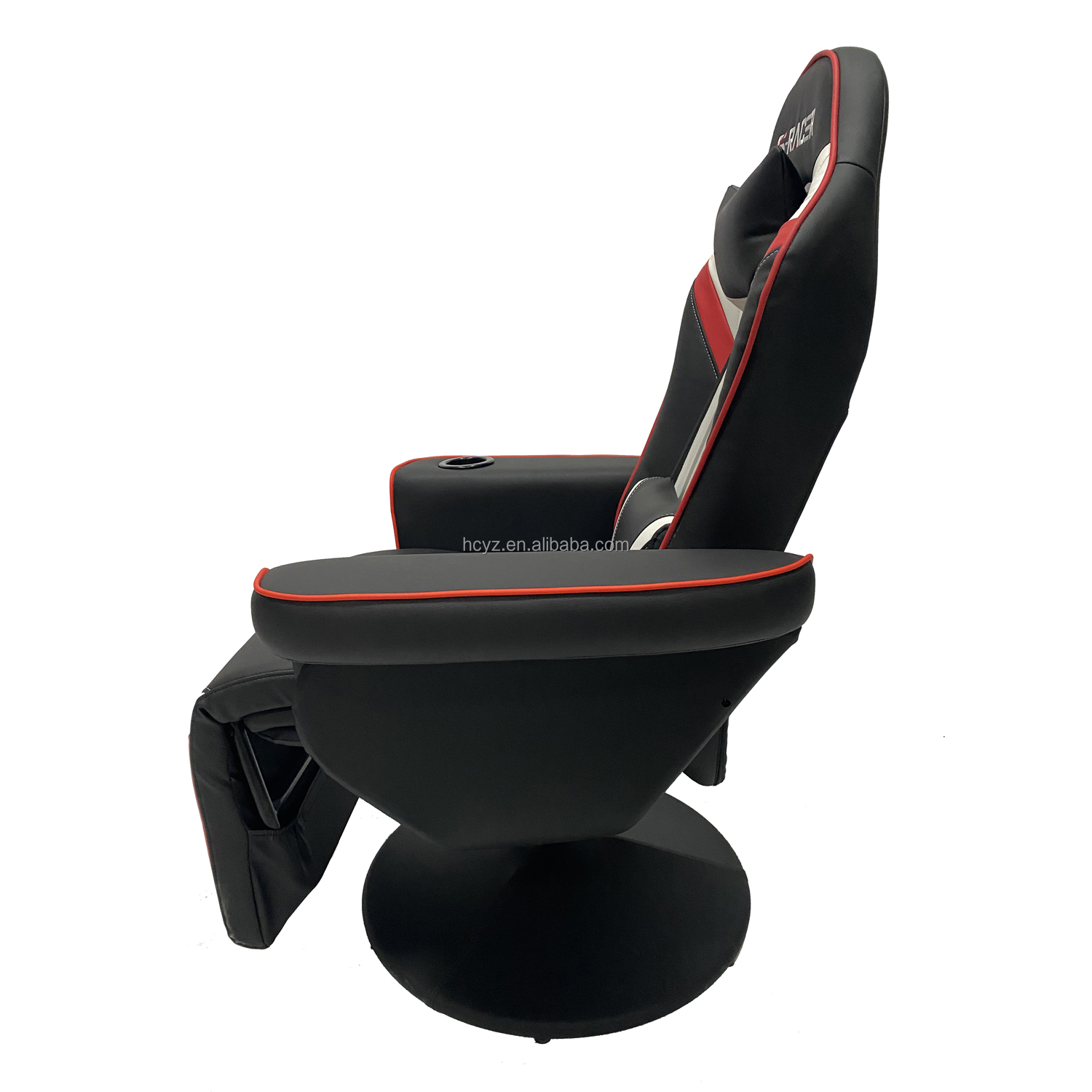 White Racing Style PU Leather Ergonomic Seat Swivel Gaming Sofa for Office
