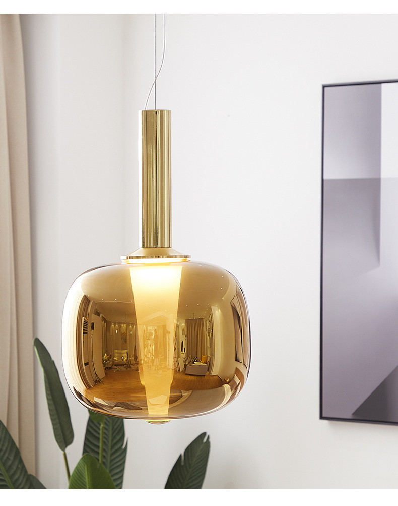Chrome gold pendant light Glass Art luxury living room Restaurant Bar Dusk Dawn Pendant Light(WH-GP-146)
