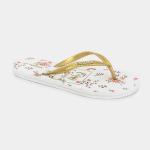 Womens Flowers Printed Water Resistant EVA Flip Flop With Thick Sole