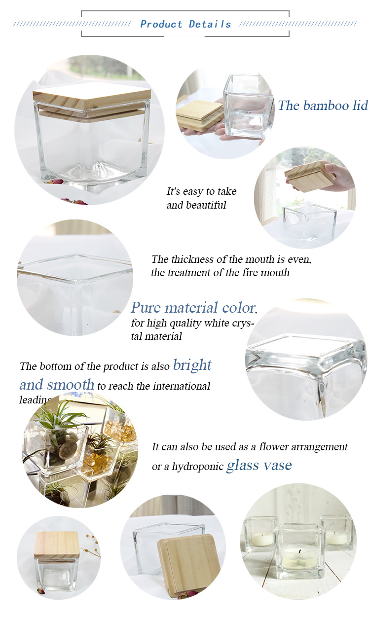 Hot Selling 4oz 8oz 10oz Square Candle Holder Glass Candle Jar