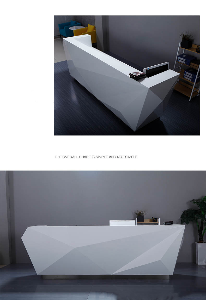 Special Shape Manager Office Furniture White Counter For Company / Hotel Front Desk