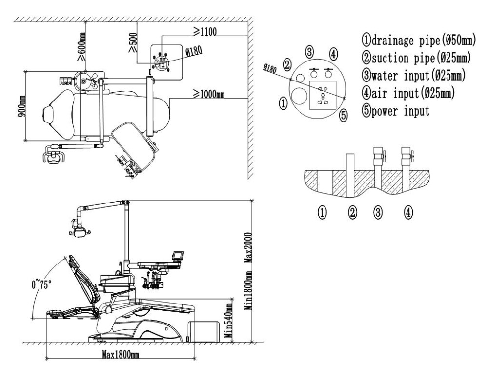 A1000 dental chair with CE, ISO certificates